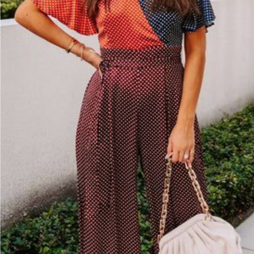 Polka Dot Wide-Leg Jumpsuit